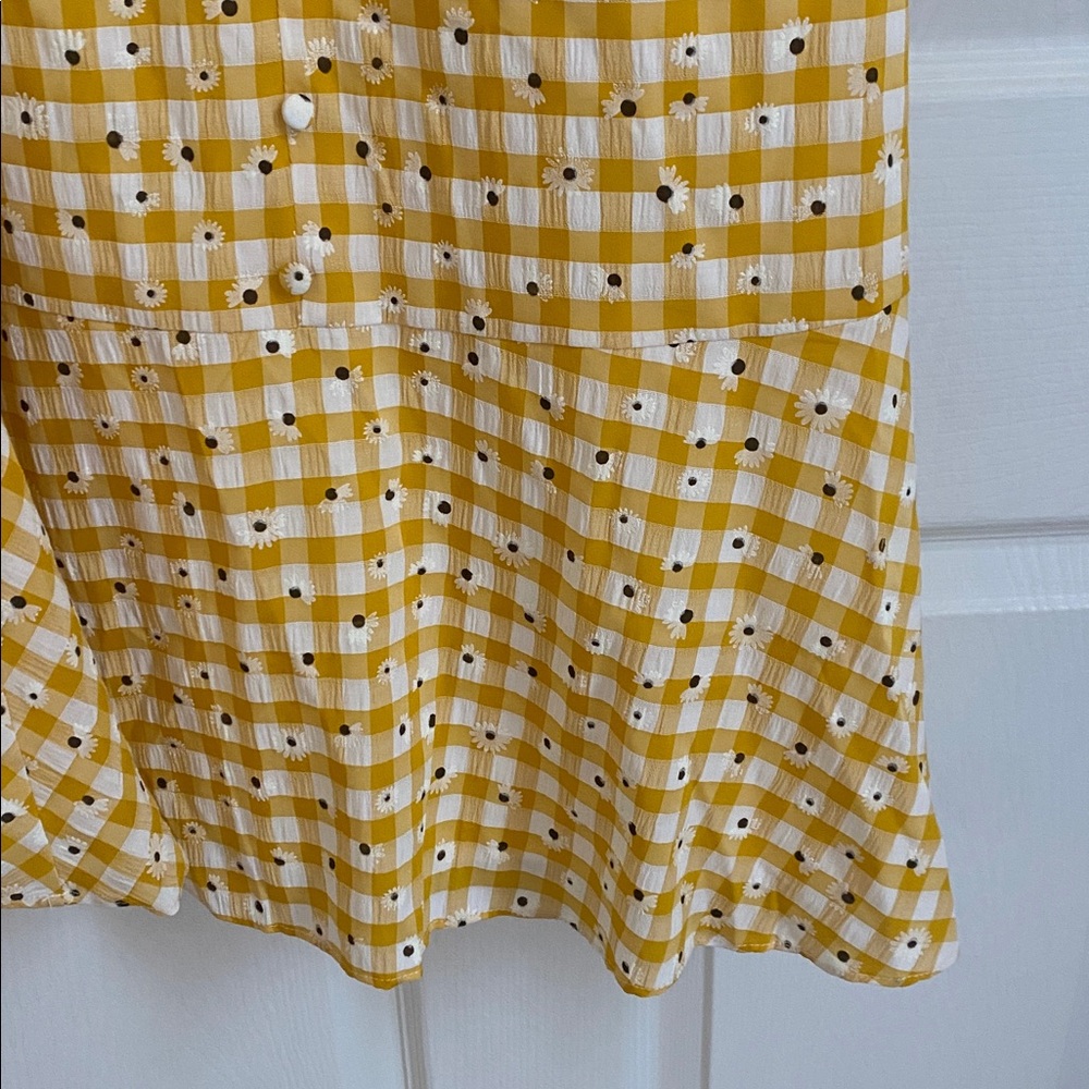 NWT Hutch Yellow and White Checkered Mini Dress - Picture 4 of 7